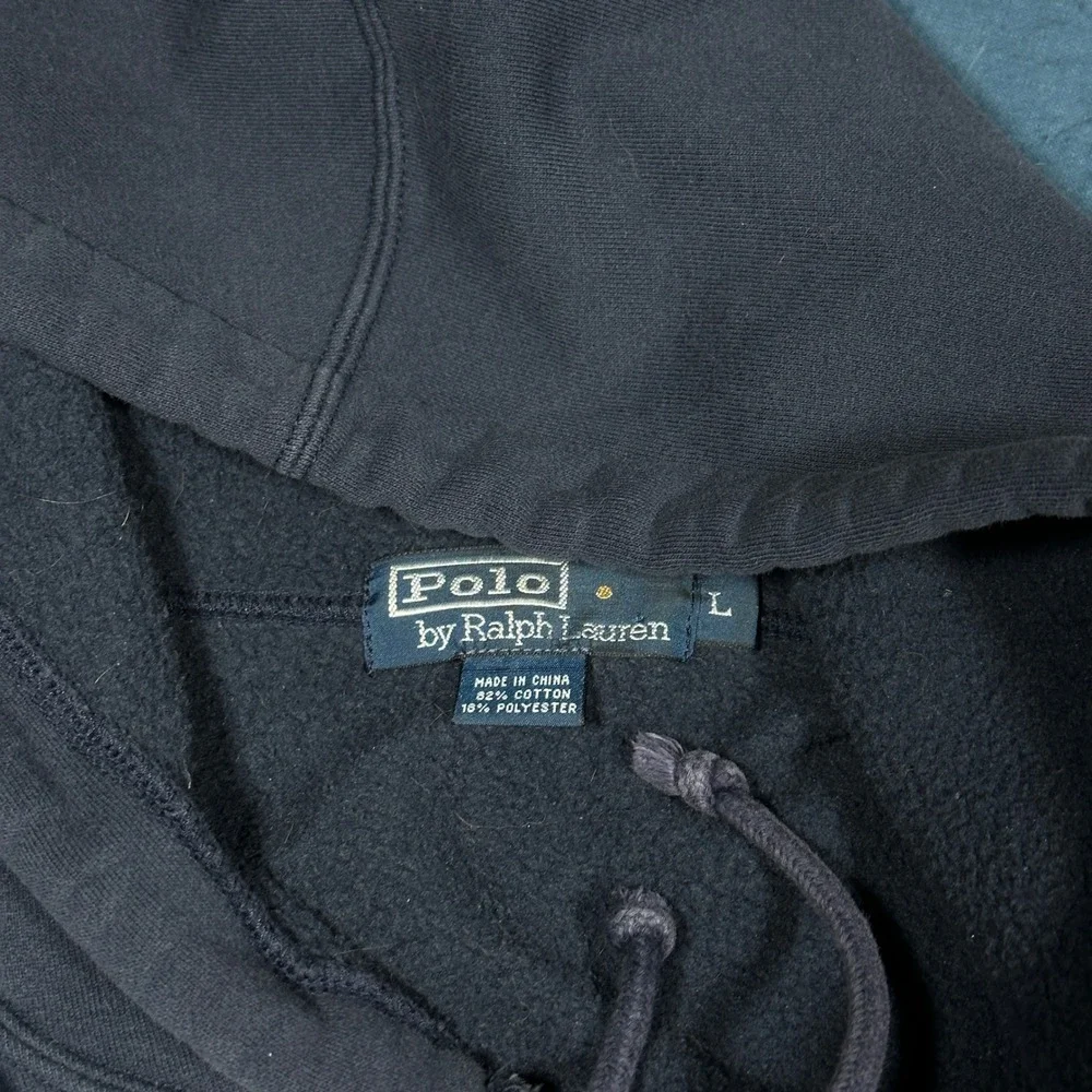Polo Ralph Lauren Mens Full Zip Hoodie Navy Blue Red Pony Logo Size L Sweatshirt
